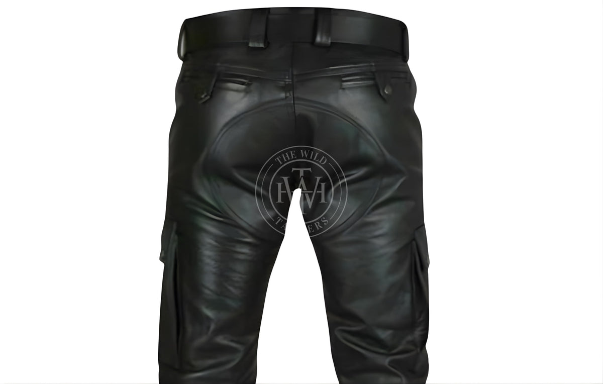 Genuine Leather Pants with Slash Pockets, view 3
