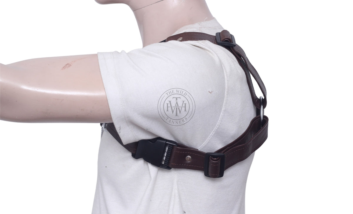 Leather Chest Harness For Mens With Front D-Ring, view 3