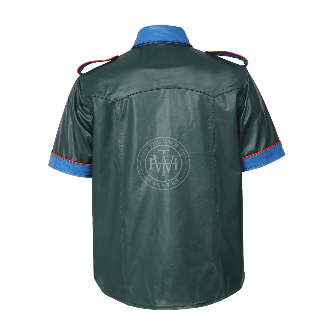 Green Leather Party Shirt, view 3