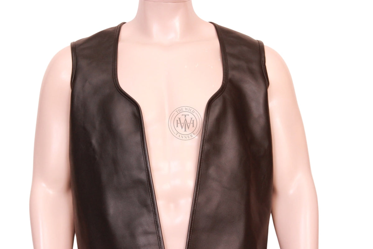 Classic Leather Stylish Men's Vest, view 3