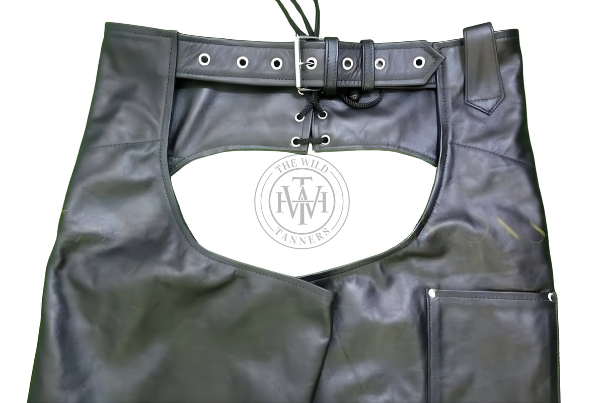 Genuine Leather Chaps for Men with Lace-Up Back, view 3