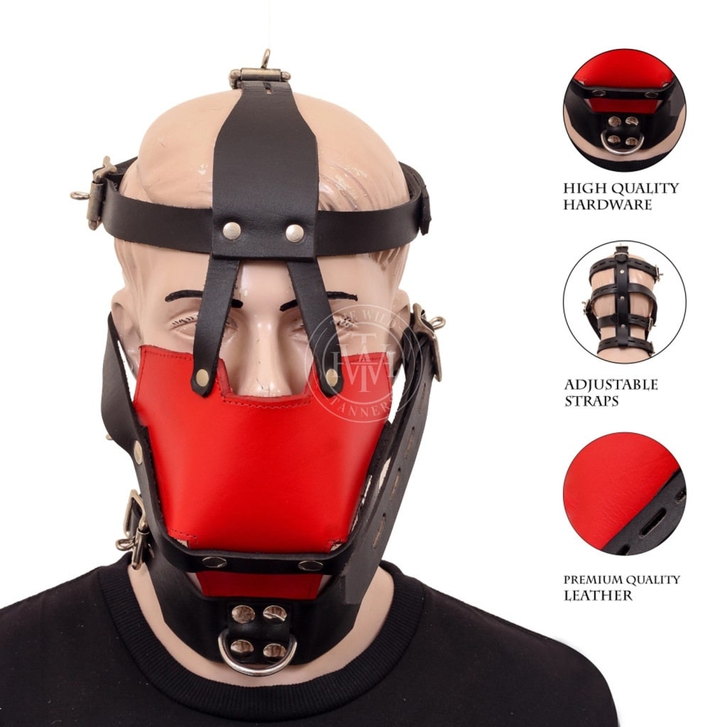 Padded leather bondage muzzle gag, view 5
