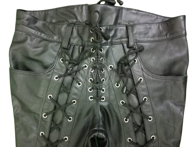 Leather Pants with Adjustable Laces Closure, view 3