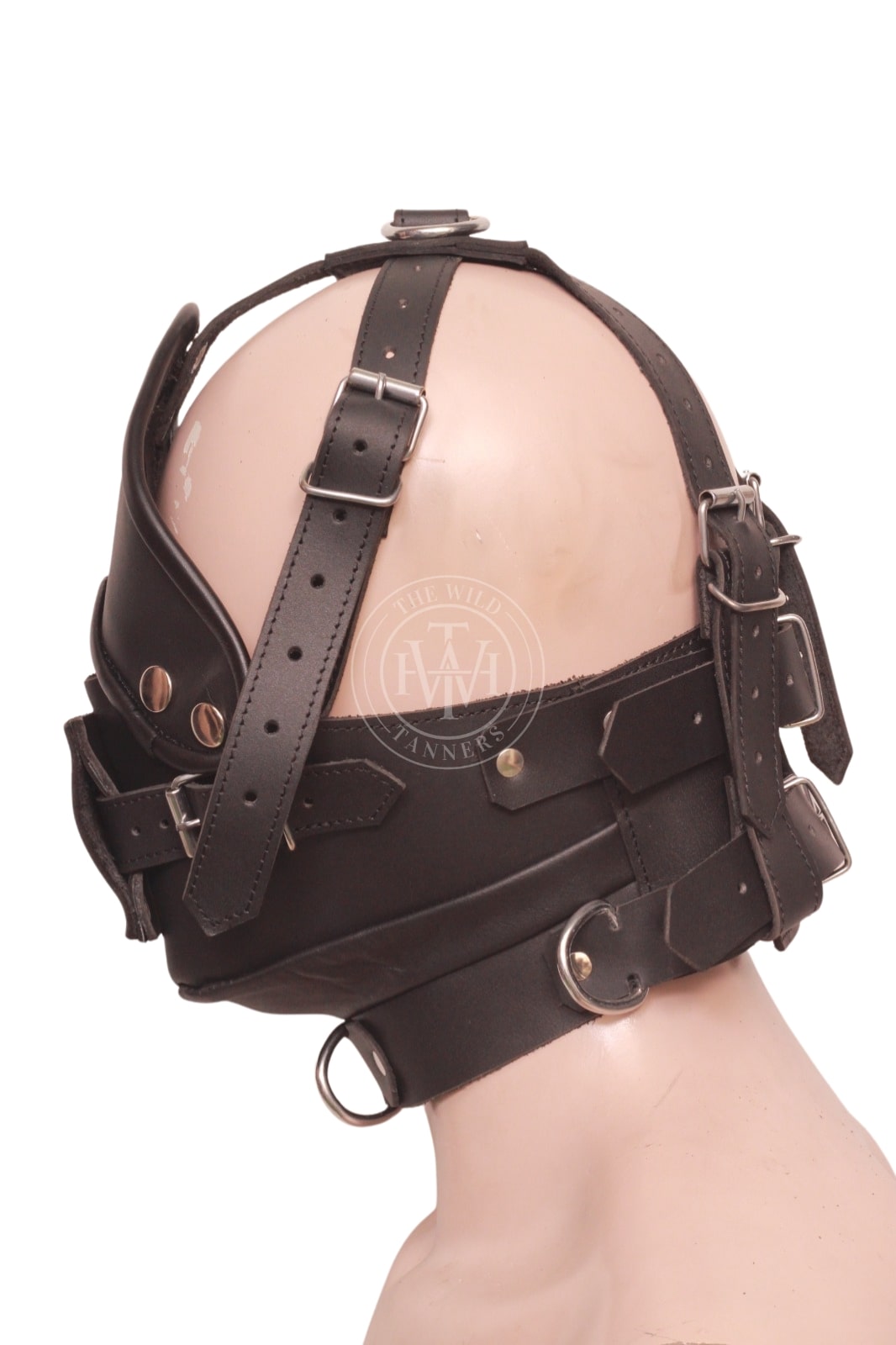 Leather head harness muzzle with mouth gag, view 3