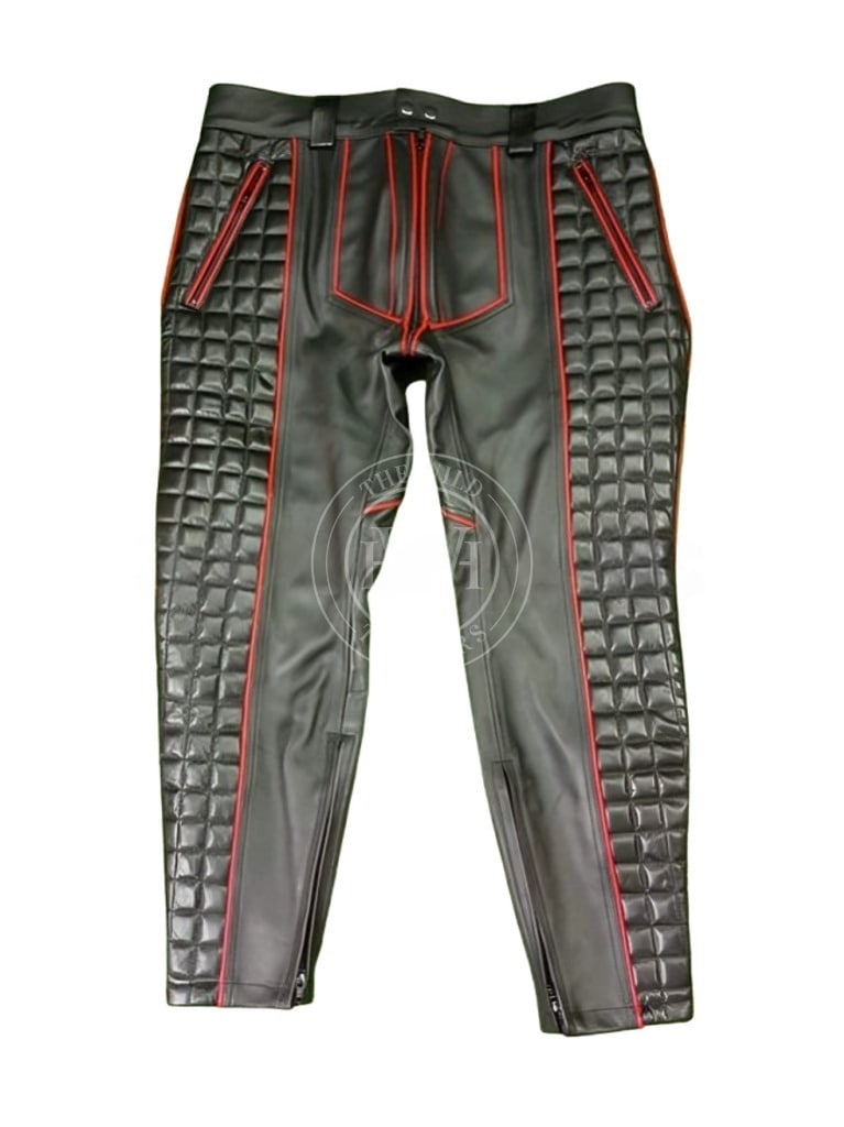 Black and red leather bondage breeches, view 4