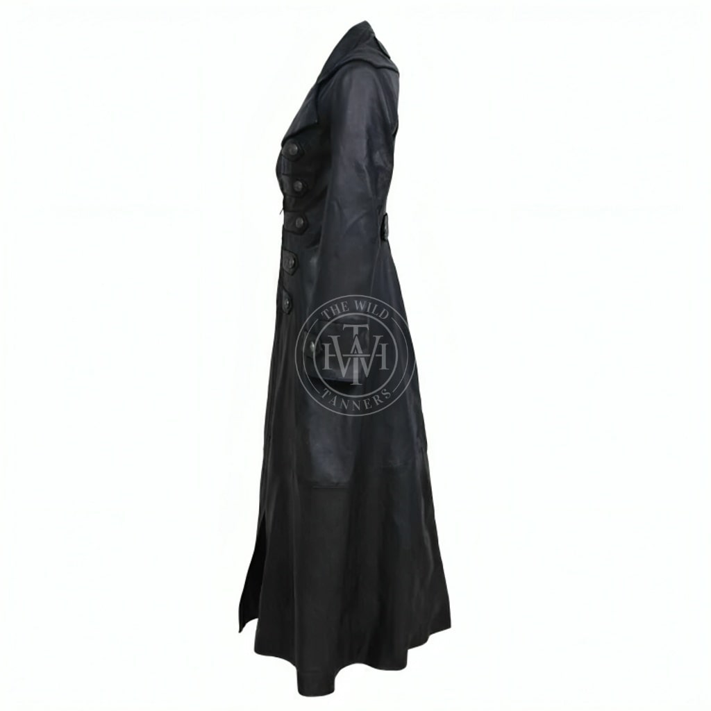 Leather Stylish Long Trench Coat Women, view 3