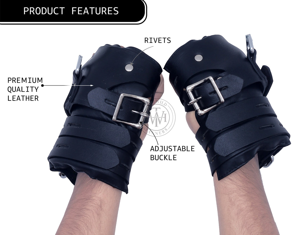 Leather BDSM Wrist Suspension Cuffs, view 3