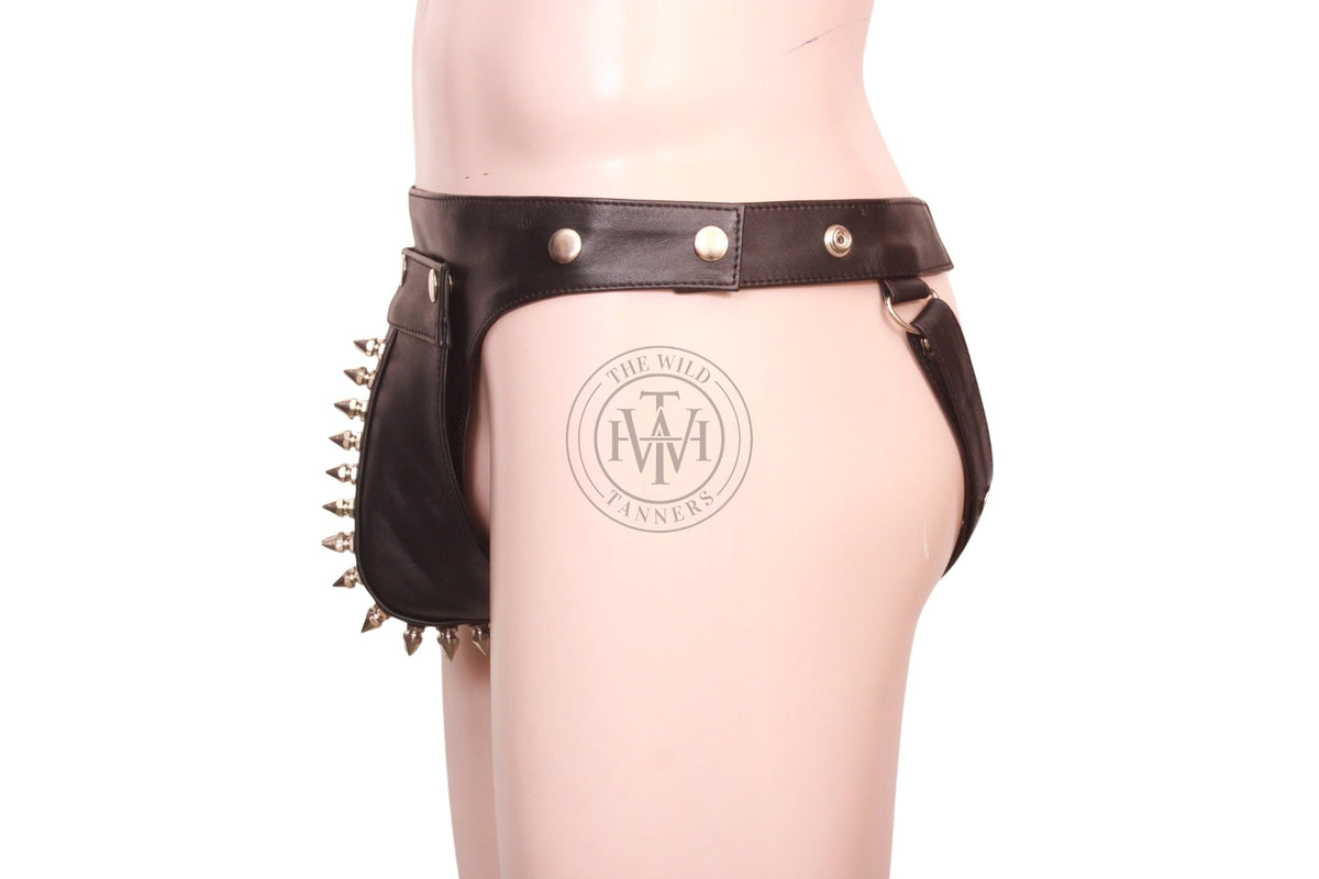 Black Gothic Leather Jockstrap for Men, view 3