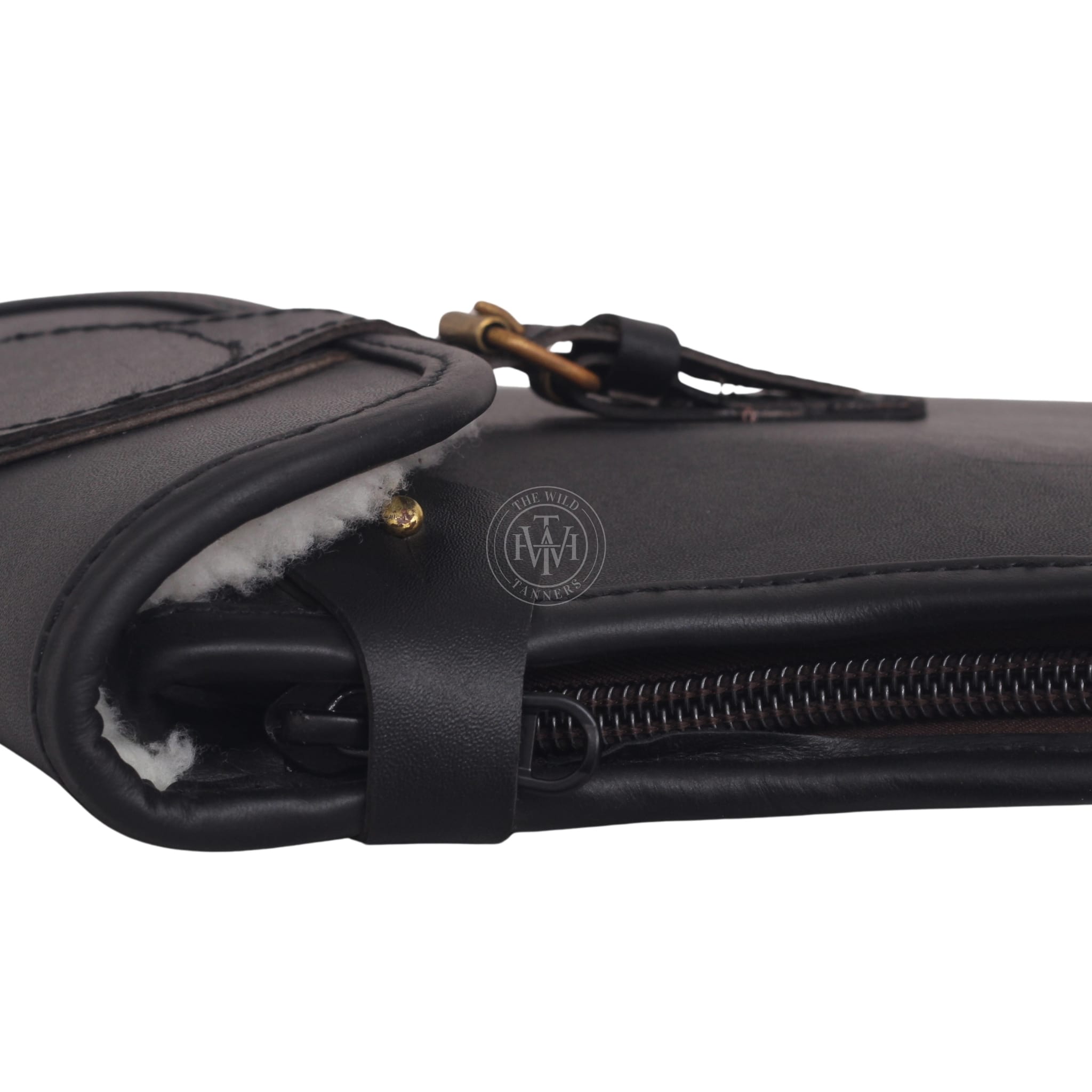 Black Leather Rifle Case, Leather Rifle Case with Flap Closure, Rifle Case with Buckle, Rifle Case with Buckle