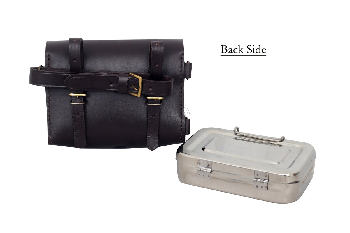 Hunting Sandwich Tin with Brown Leather Saddle Attach Case, view 3