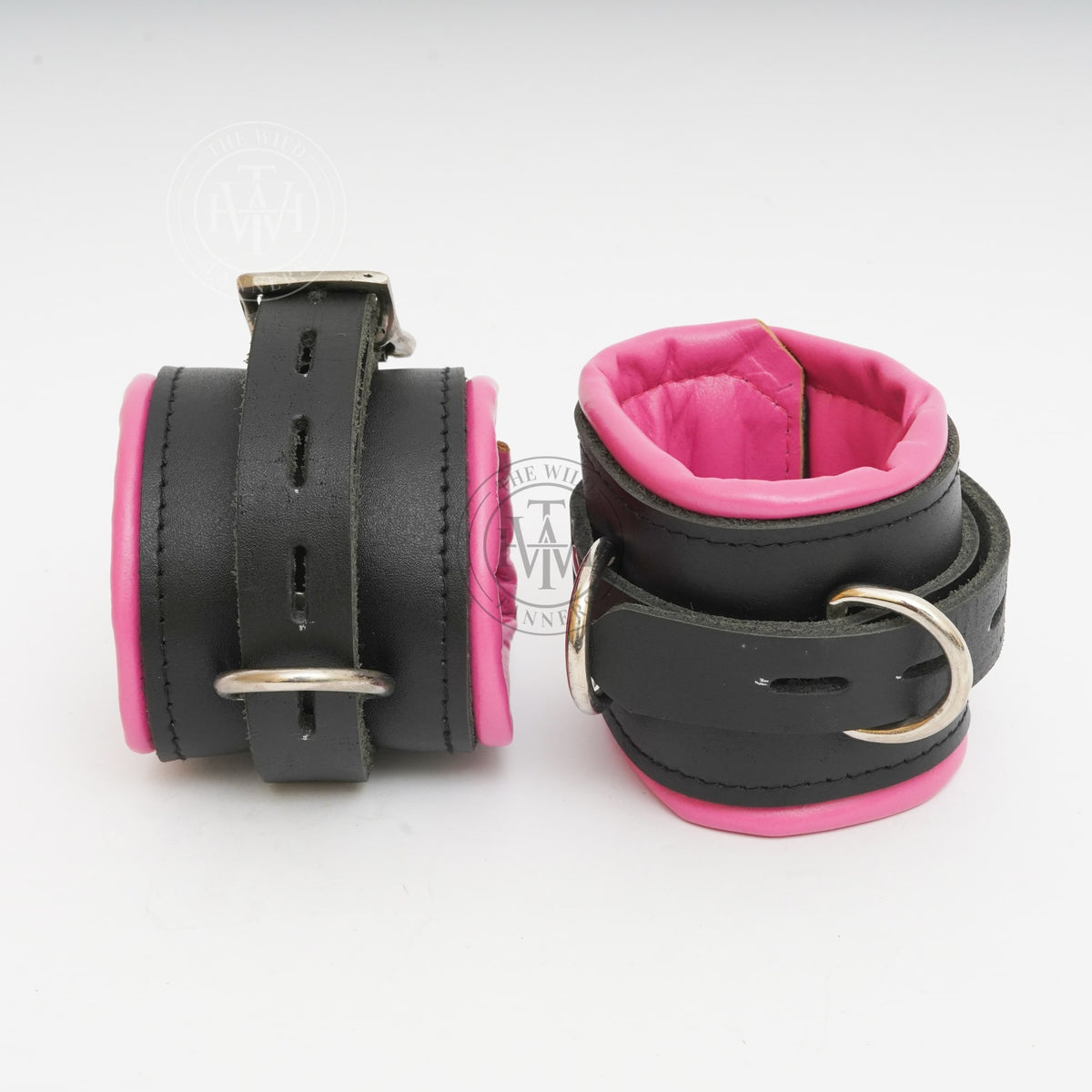 7 Pcs Leather Bondage Cuffs With Black Straps, view 3