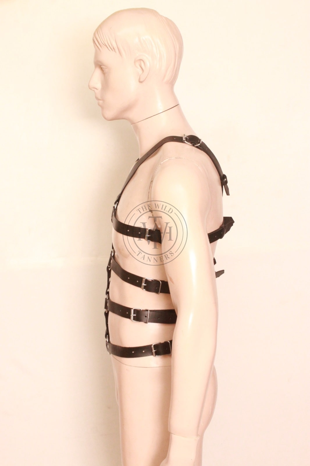 Leather Full Body Harness for Mens With Quad O-Rings, view 3