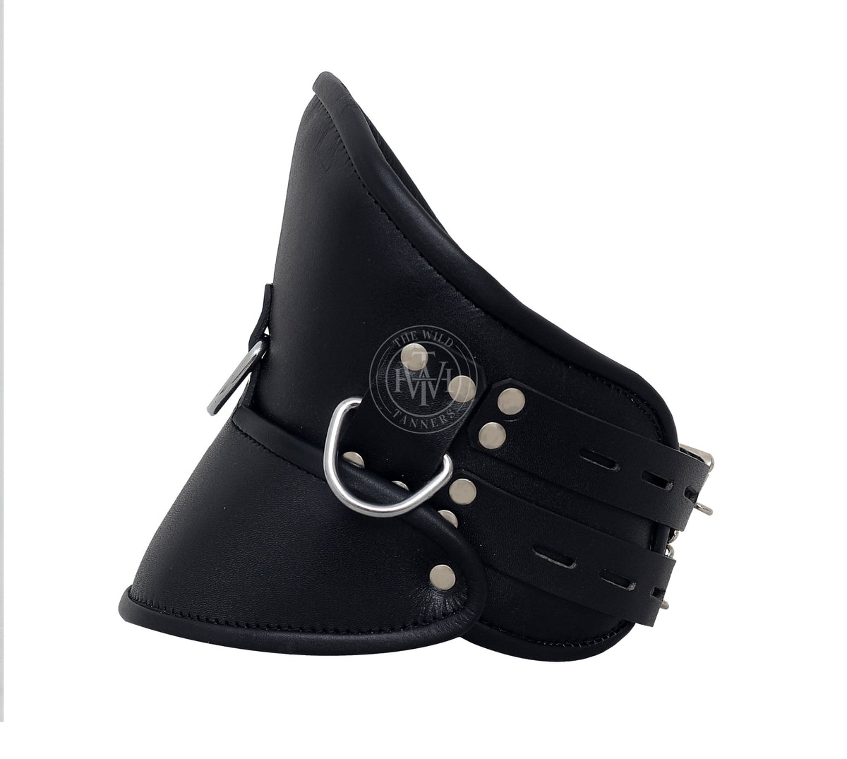 Genuine Leather Bondage Posture Collar with Dual Straps, view 3