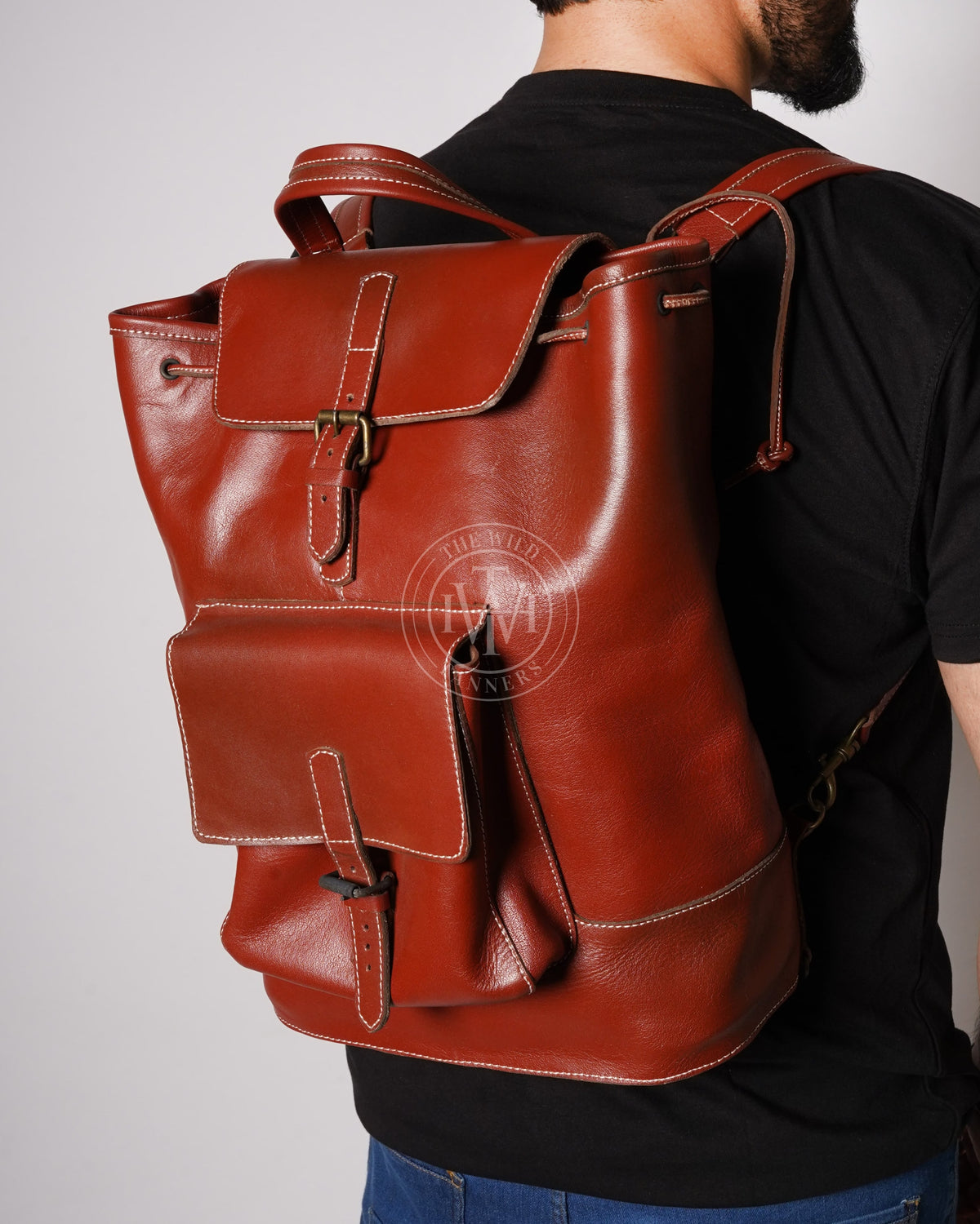 Genuine Mens Leather Backpack, view 4