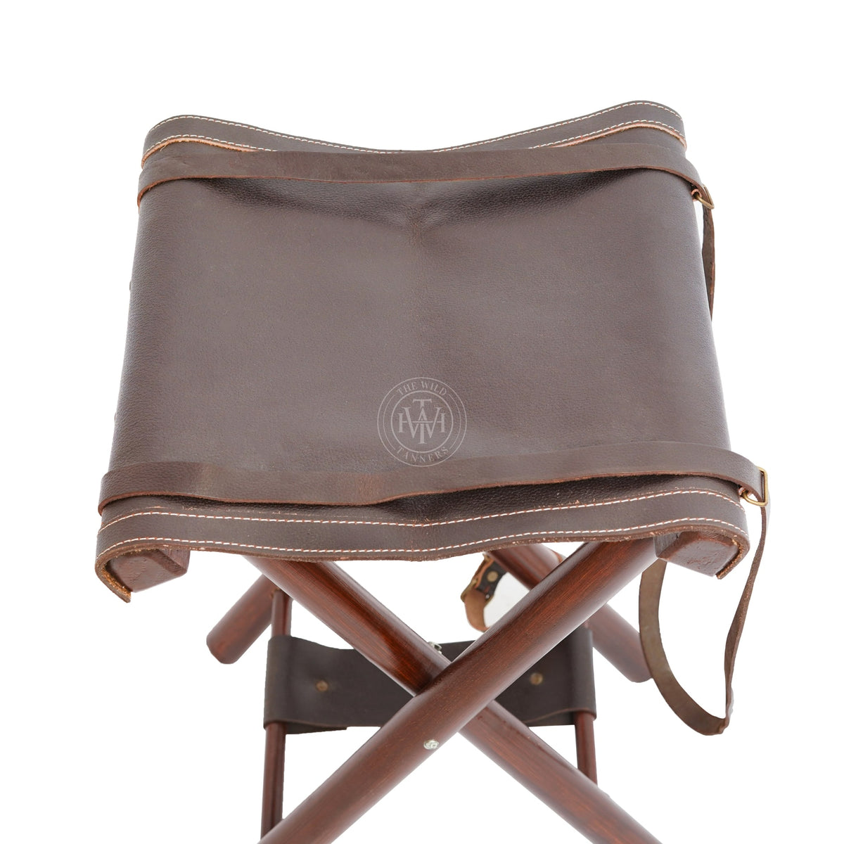 Premium Leather Camp Folding Stool, view 3