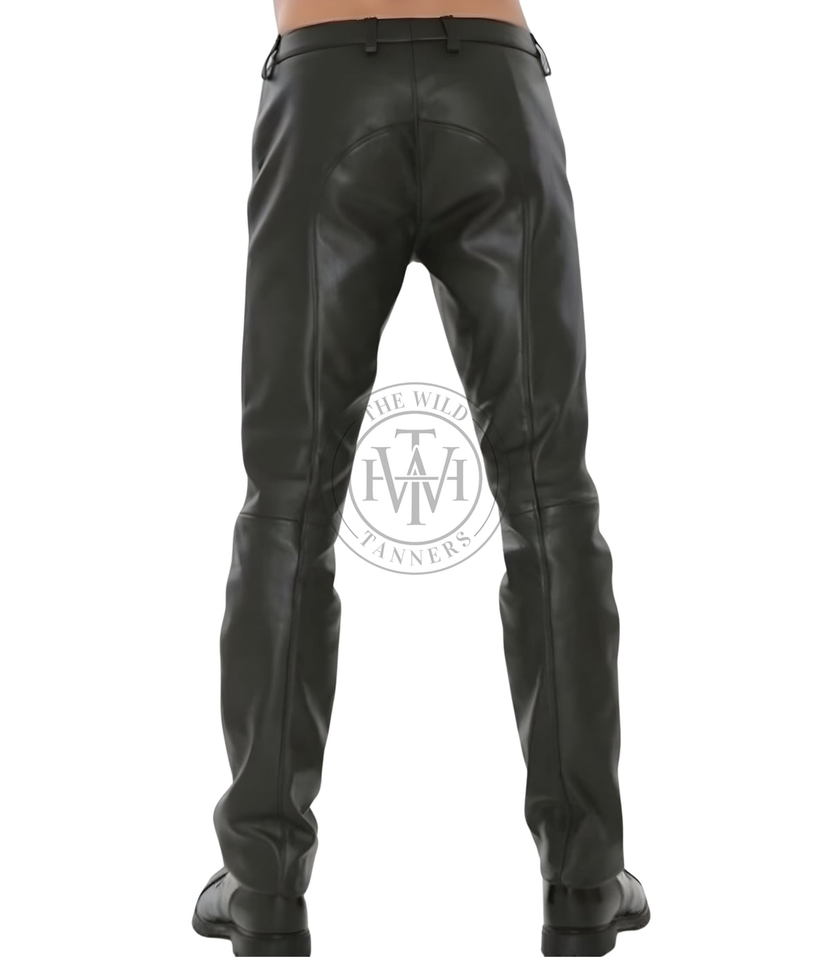 Men's leather pants with removable cod piece, view 4