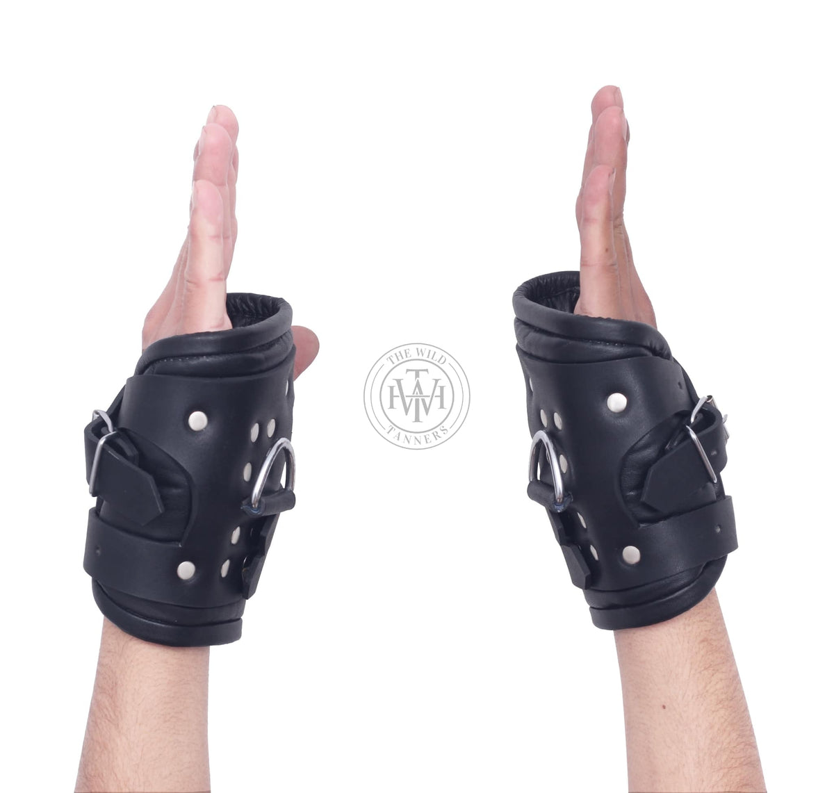 Handmade Leather Bondage Wrist Cuffs, view 3