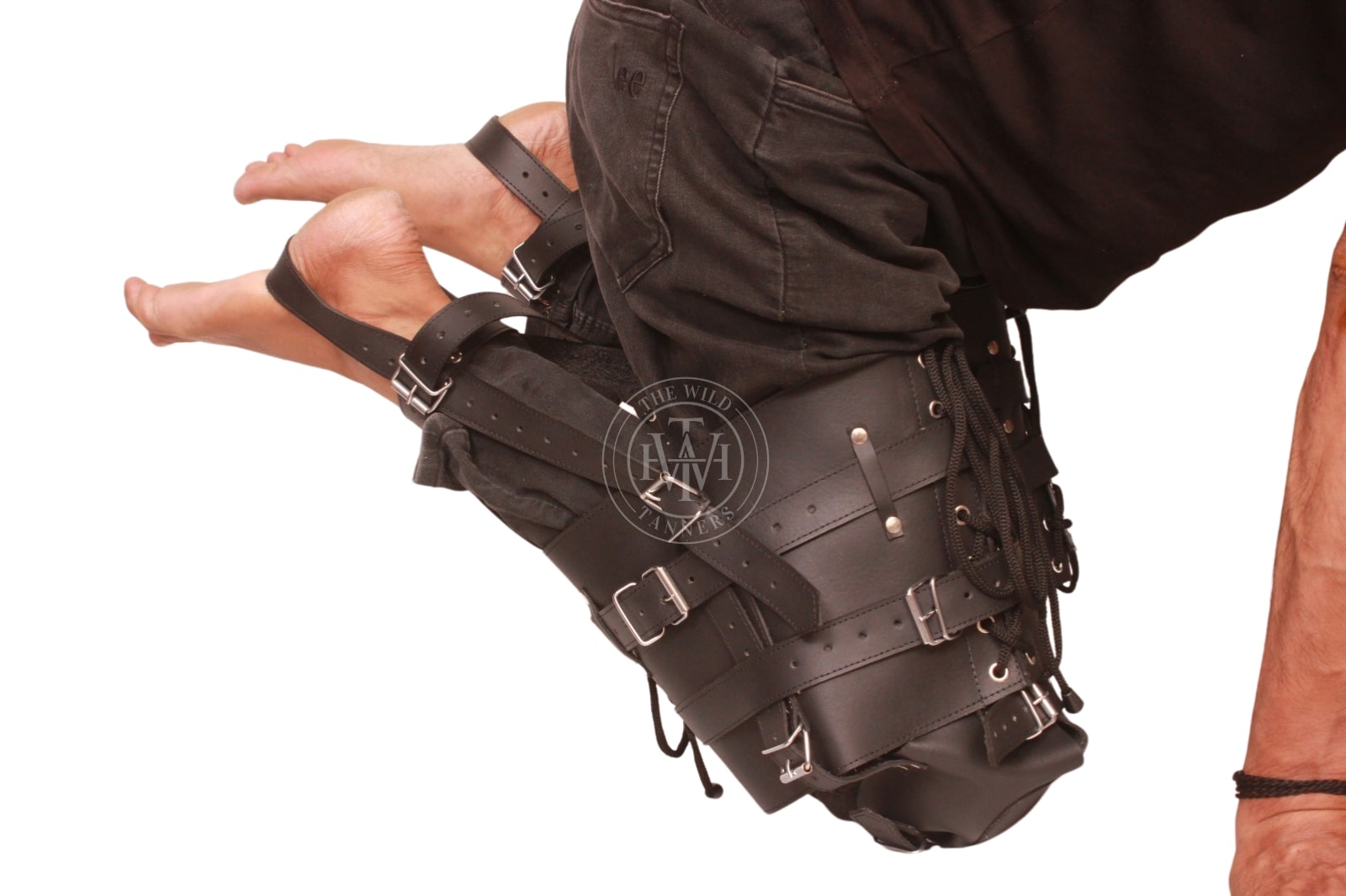 leather leg binder, leather restraint, leather pet crawler