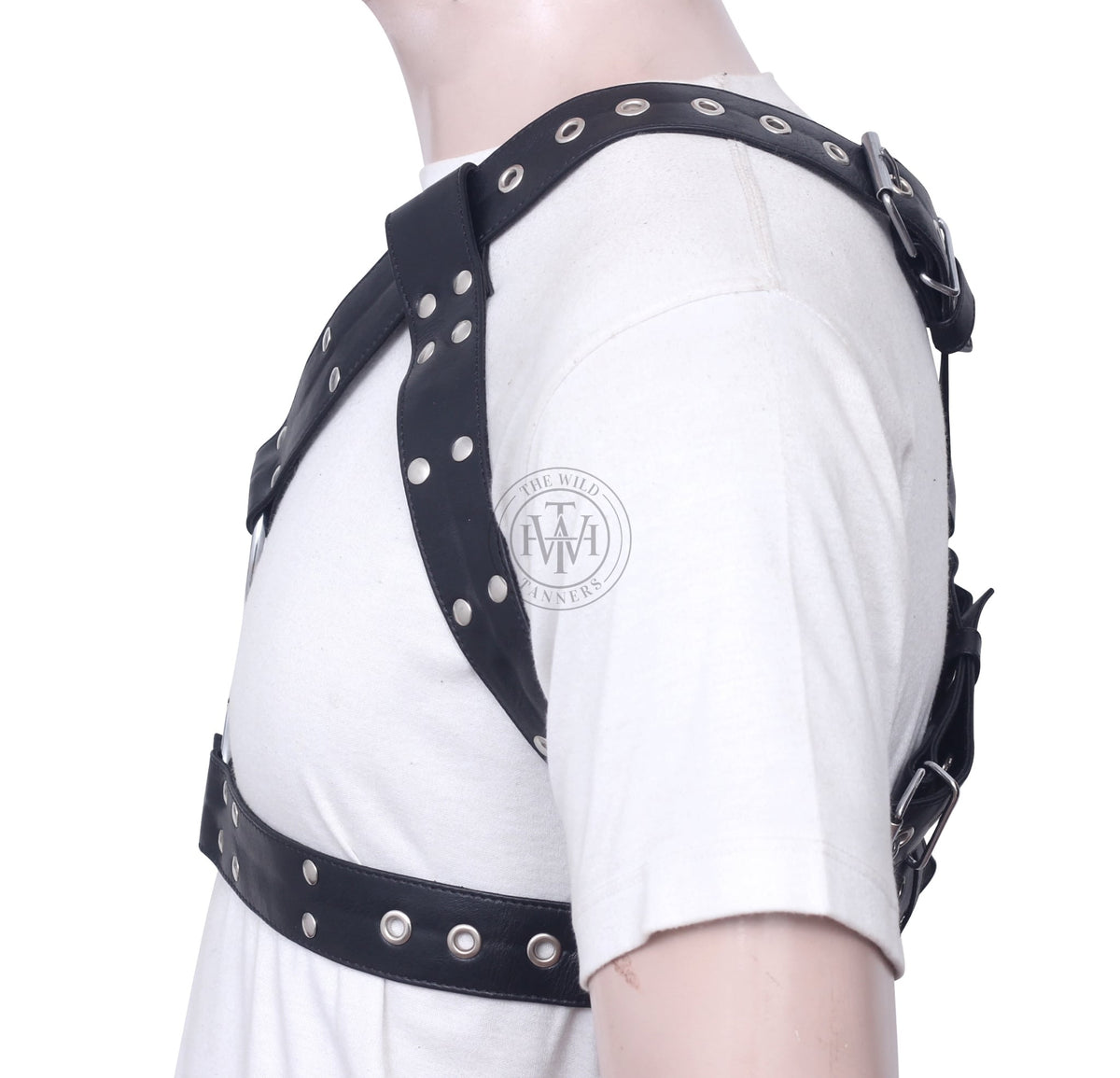 Leather Chest Harness For Men With Rivet Studded Straps, view 3