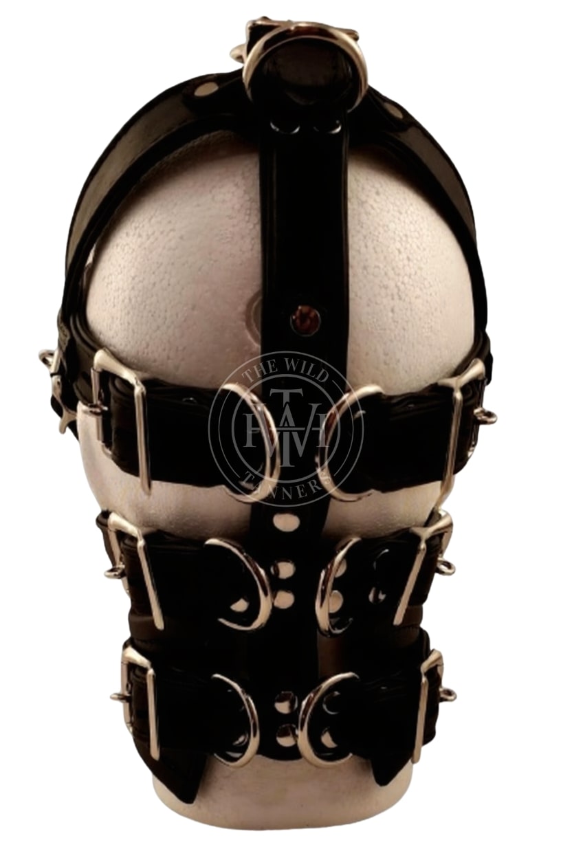 Unisex Leather Bondage Hood, view 3