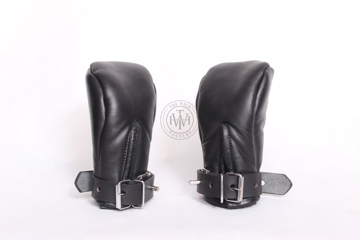 Genuine leather bondage gloves, view 3