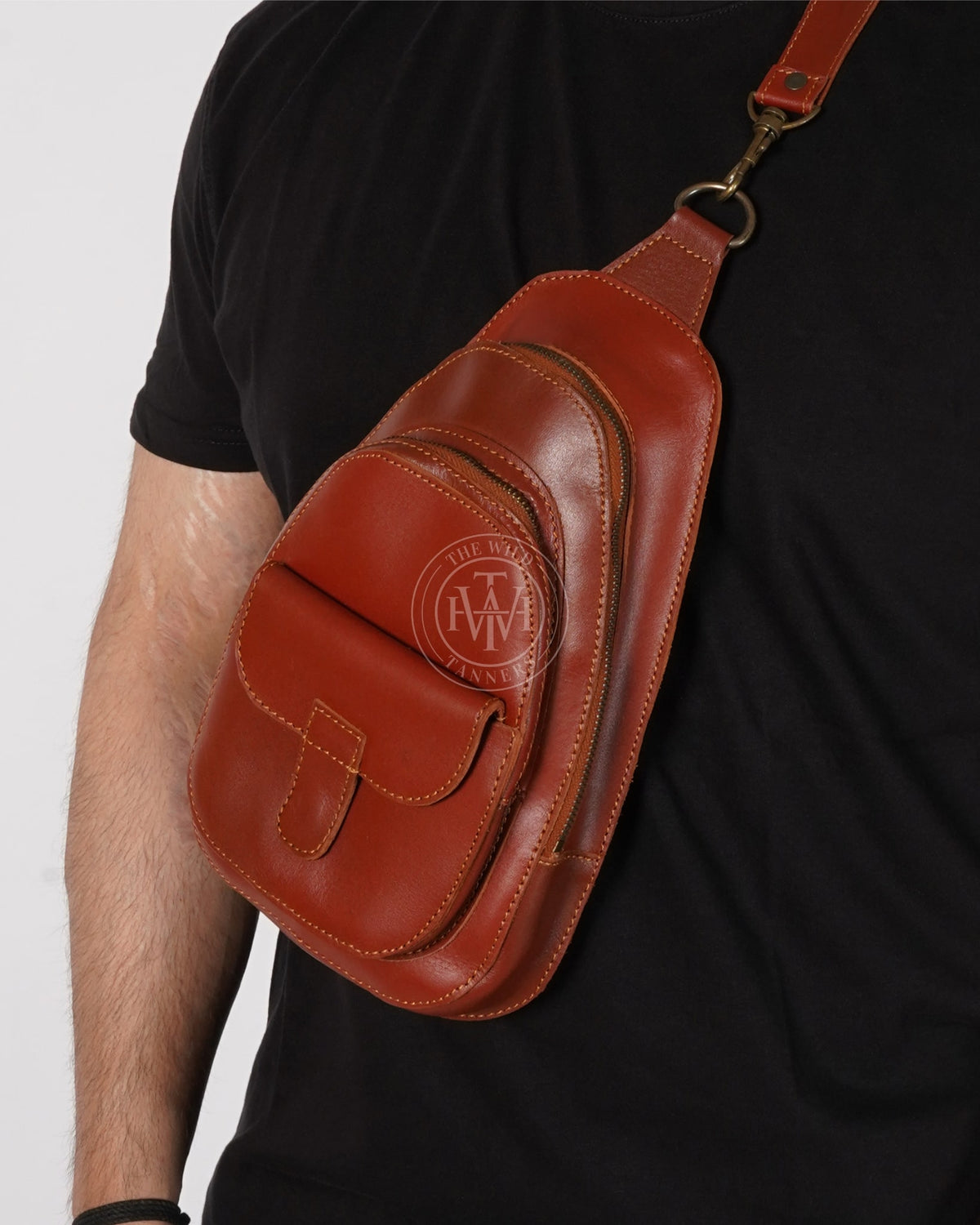 Genuine Leather Sling Bag Crossbody, view 3