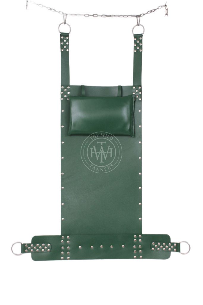 Dark Green Leather Sex Swing Bondage, view 4