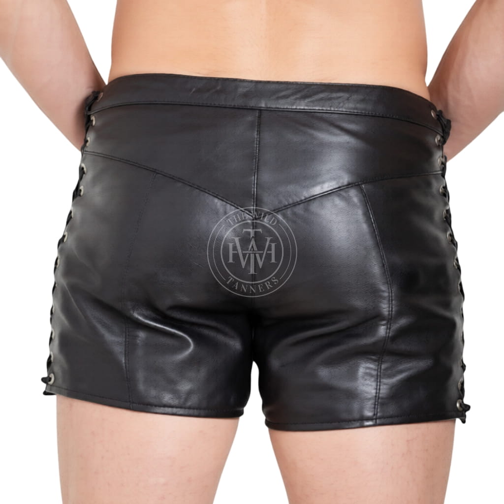 Leather Gay Booty Shorts, view 3