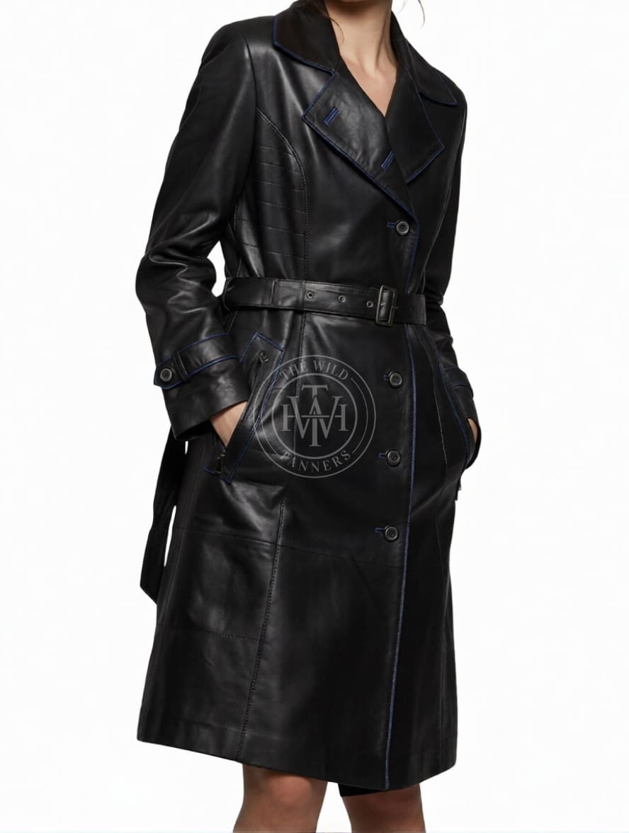 Genuine Leather Trench Coat, view 3