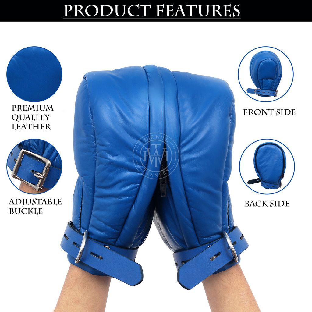 Blue Locking Mittens with Zipped Palm