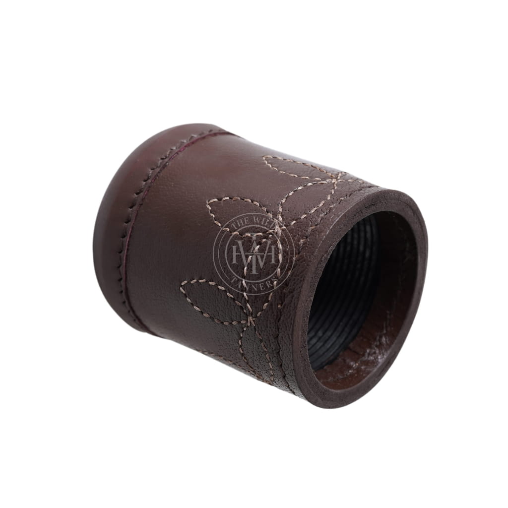 Genuine Leather Ribbed Dice Cup, view 3
