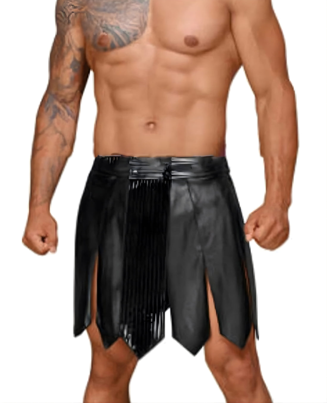 Sexy Leather Kilt with Front Button Closure