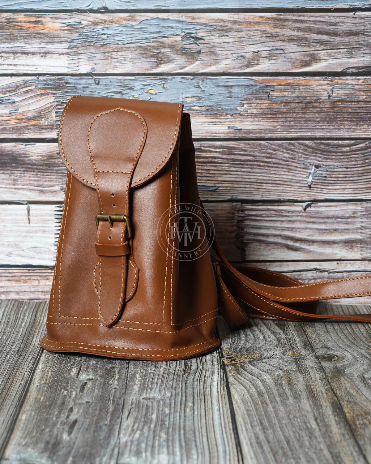 Handmade Leather Magda Backpack with Flap Closure, view 6