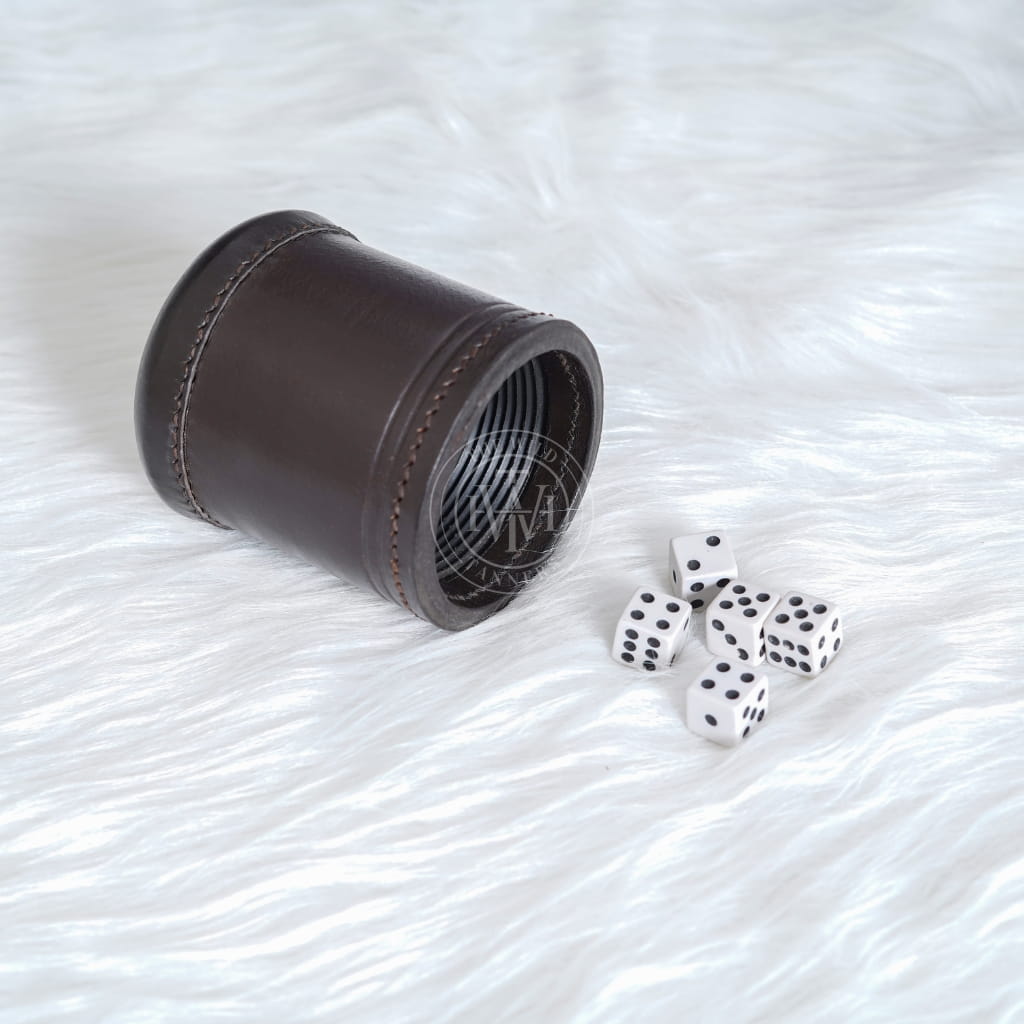 Vintage Leather Dice Cup - Ribbed Interior, view 3