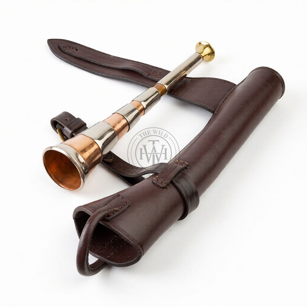 Copper Hunting Horn With Leather Saddle Attach Case, view 4