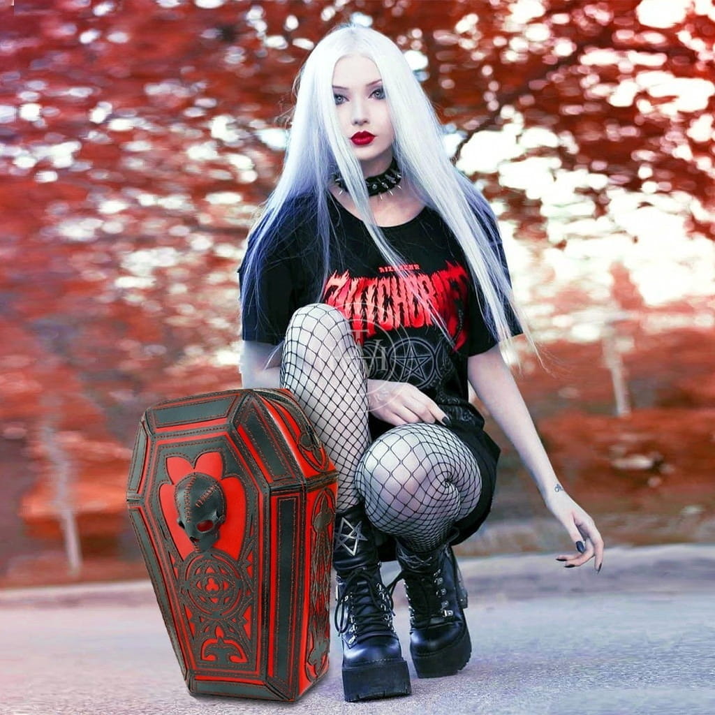 Genuine Leather Steampunk Coffin Backpack, view 3
