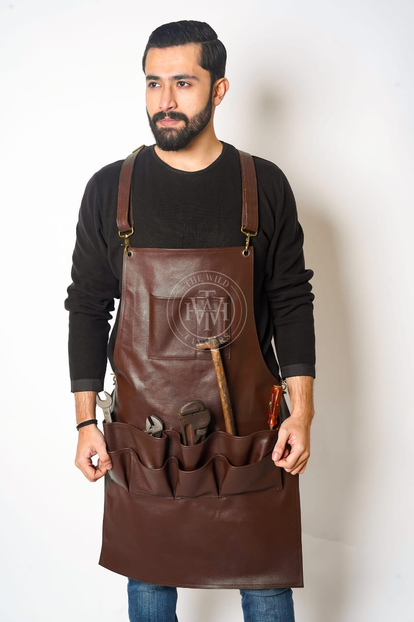 Multi-Pocket Leather Apron for Men, view 3