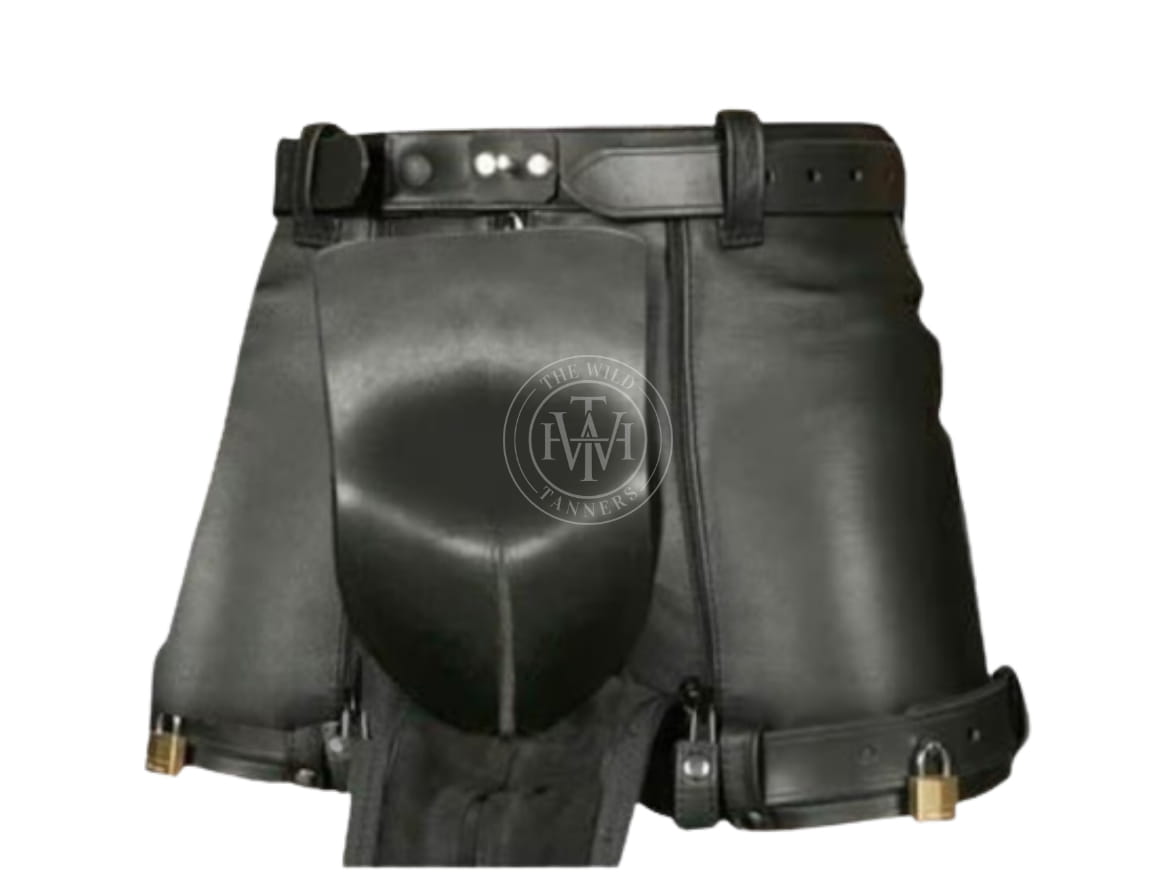 Leather Shorts With Dual Zip Fastener, view 2