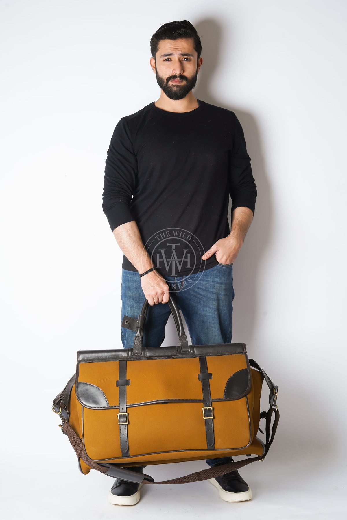 Canvas Leather Weekend Bag, view 4