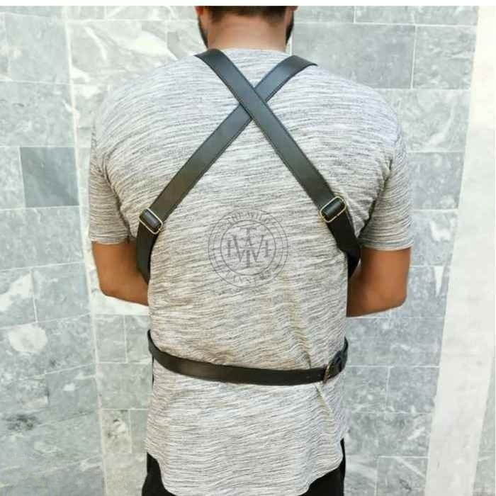Black Leather Work Apron for Work, view 4