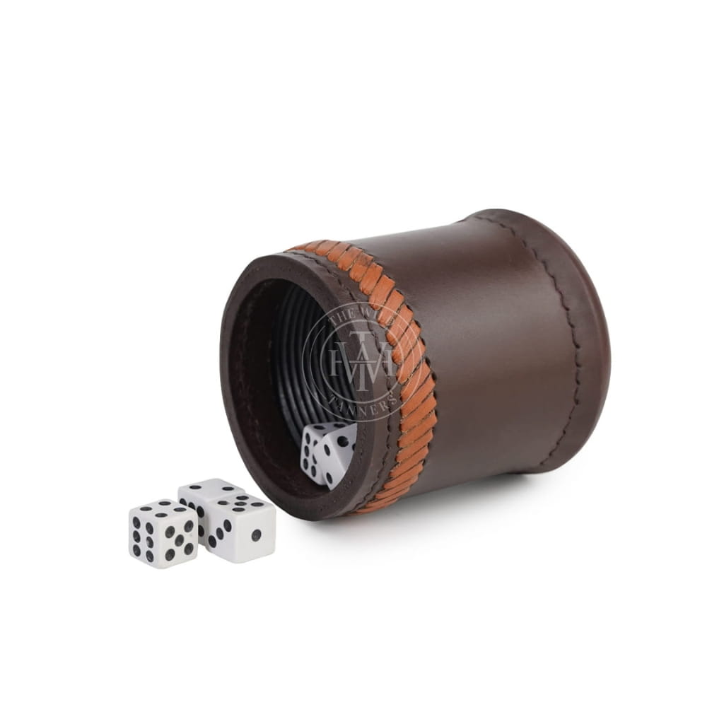 Genuine Leather Dice Cup with Ribbed Interior, view 3