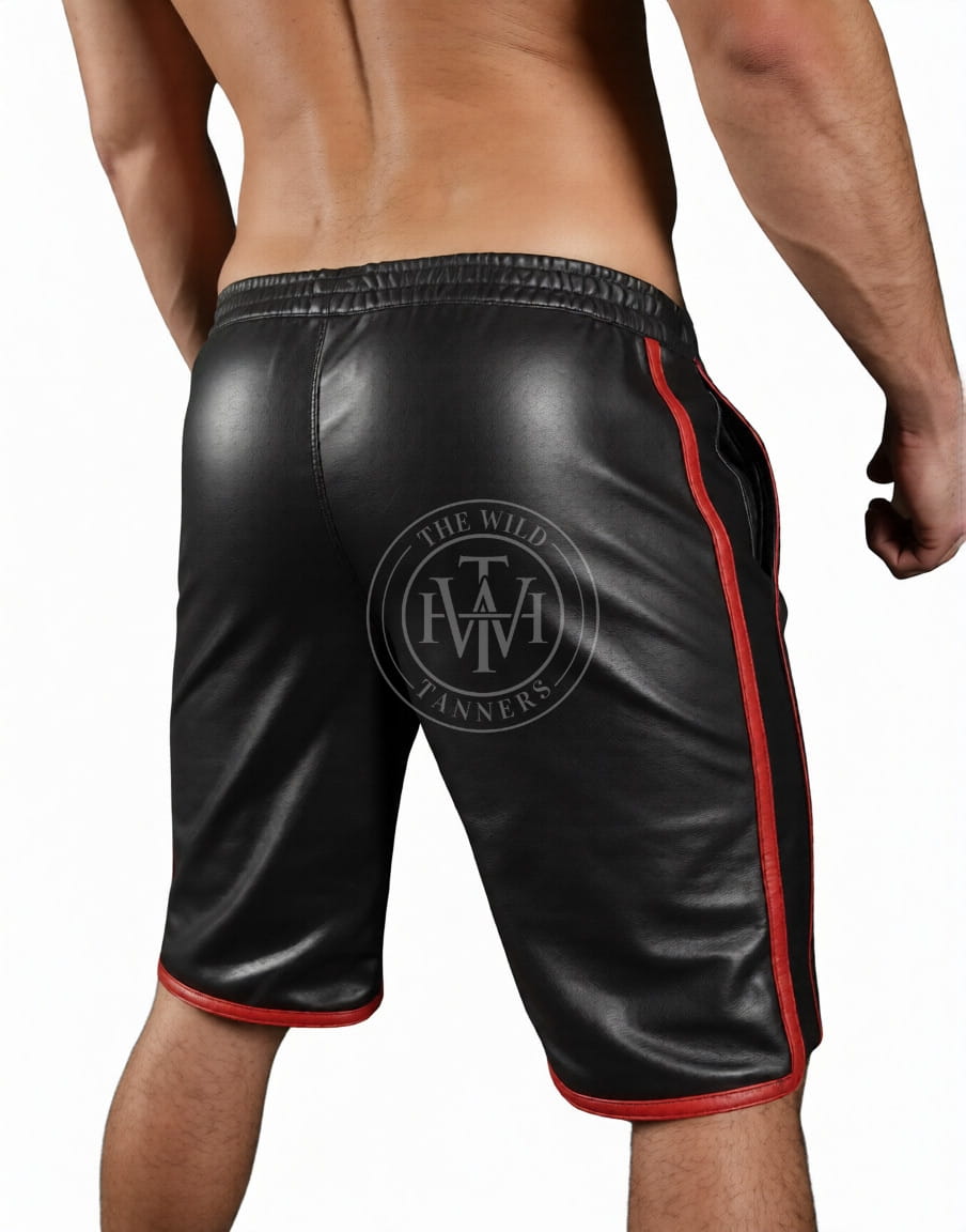 Slim Fit Leather Shorts for Men, view 4