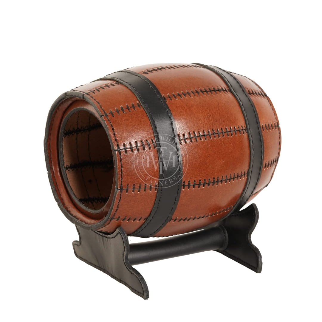 Genuine Leather Barrel Bottle Holder, view 3