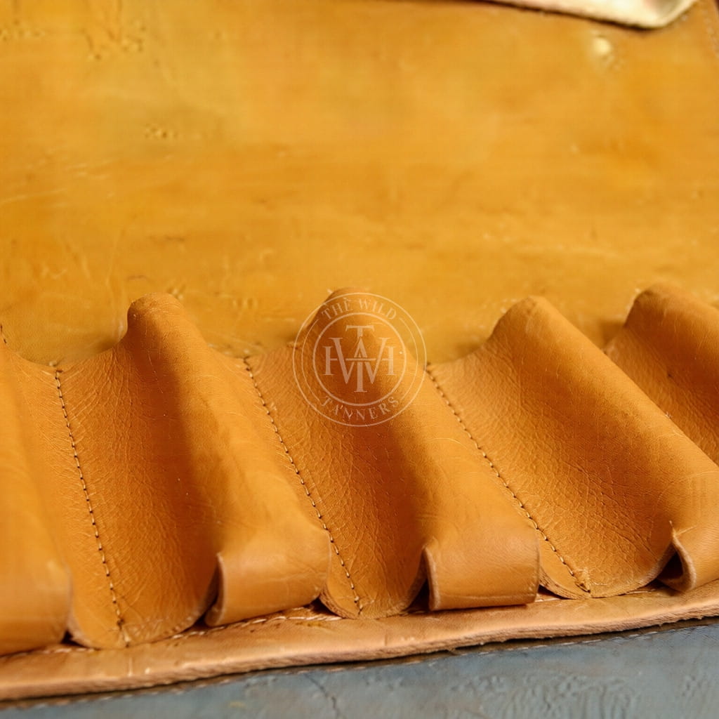 Yellow Leather Chef Knife Roll, view 4