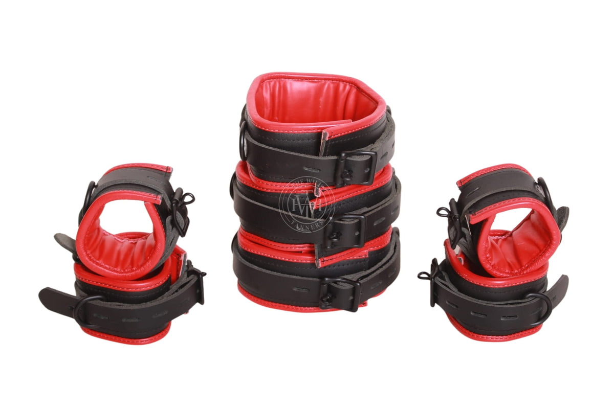7 Pcs Set Unisex Leather Bondage Handcuffs, view 3