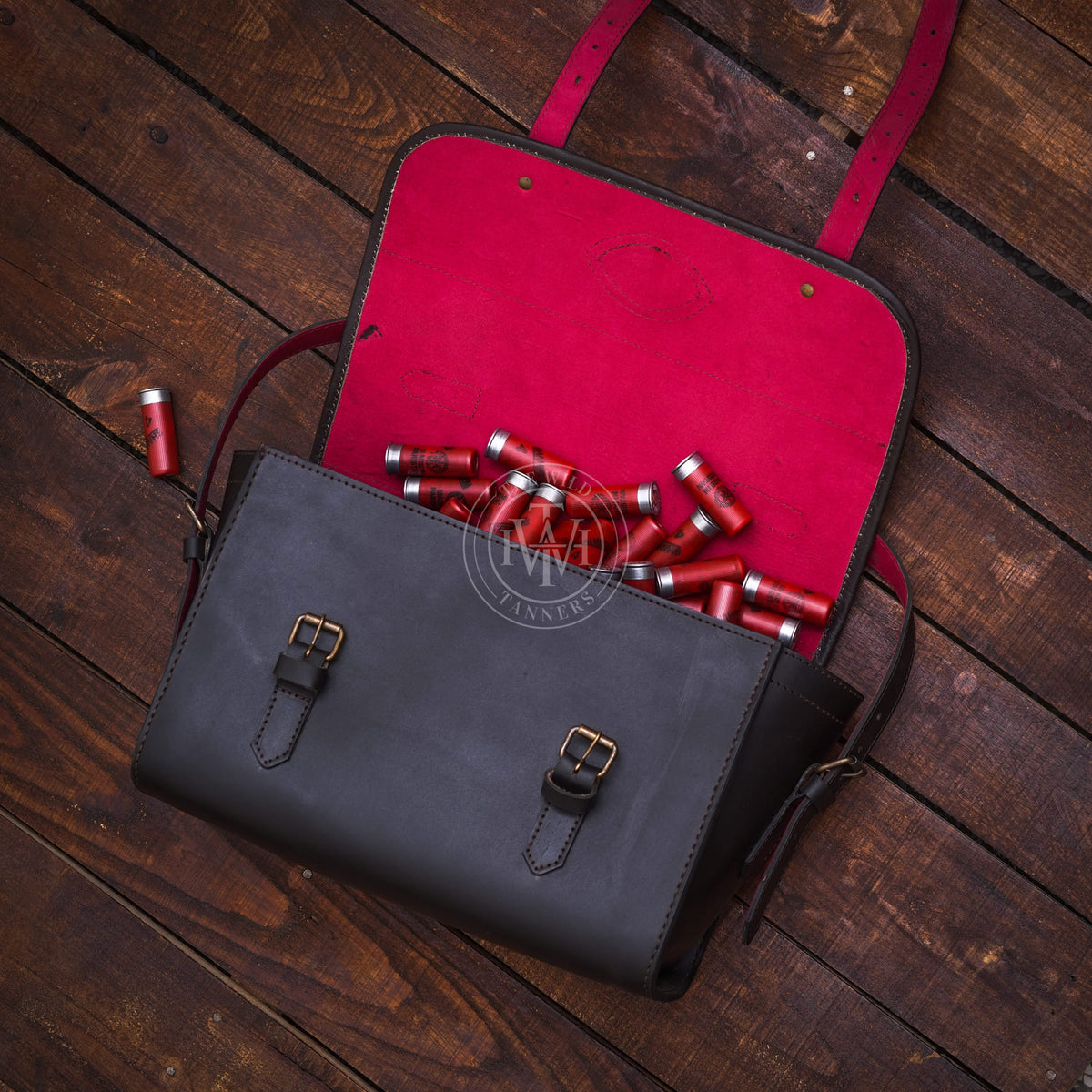Distressed Leather Gun Cartridge Bag, view 6