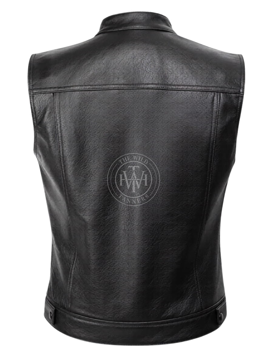Genuine Leather Mens Motorbike Waistcoat, view 3