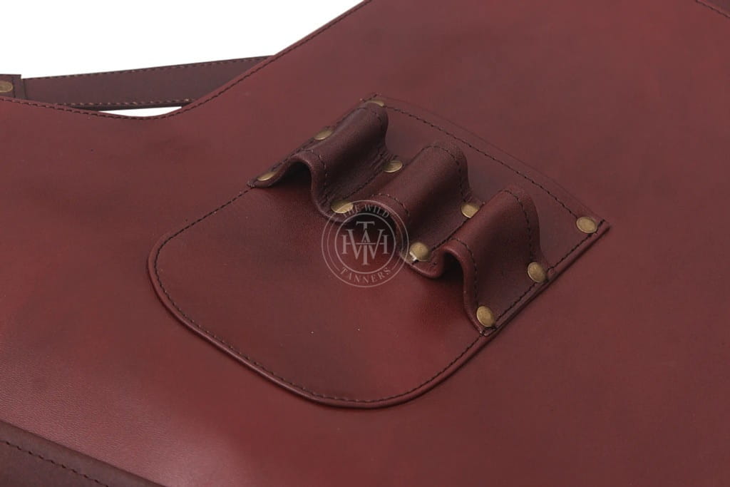 Men's Brown Genuine Leather Woodworking Apron, view 4