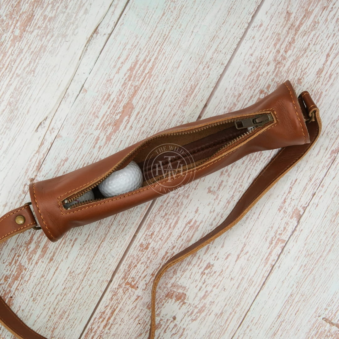 Classic Leather Golf Ball Pouch, view 3