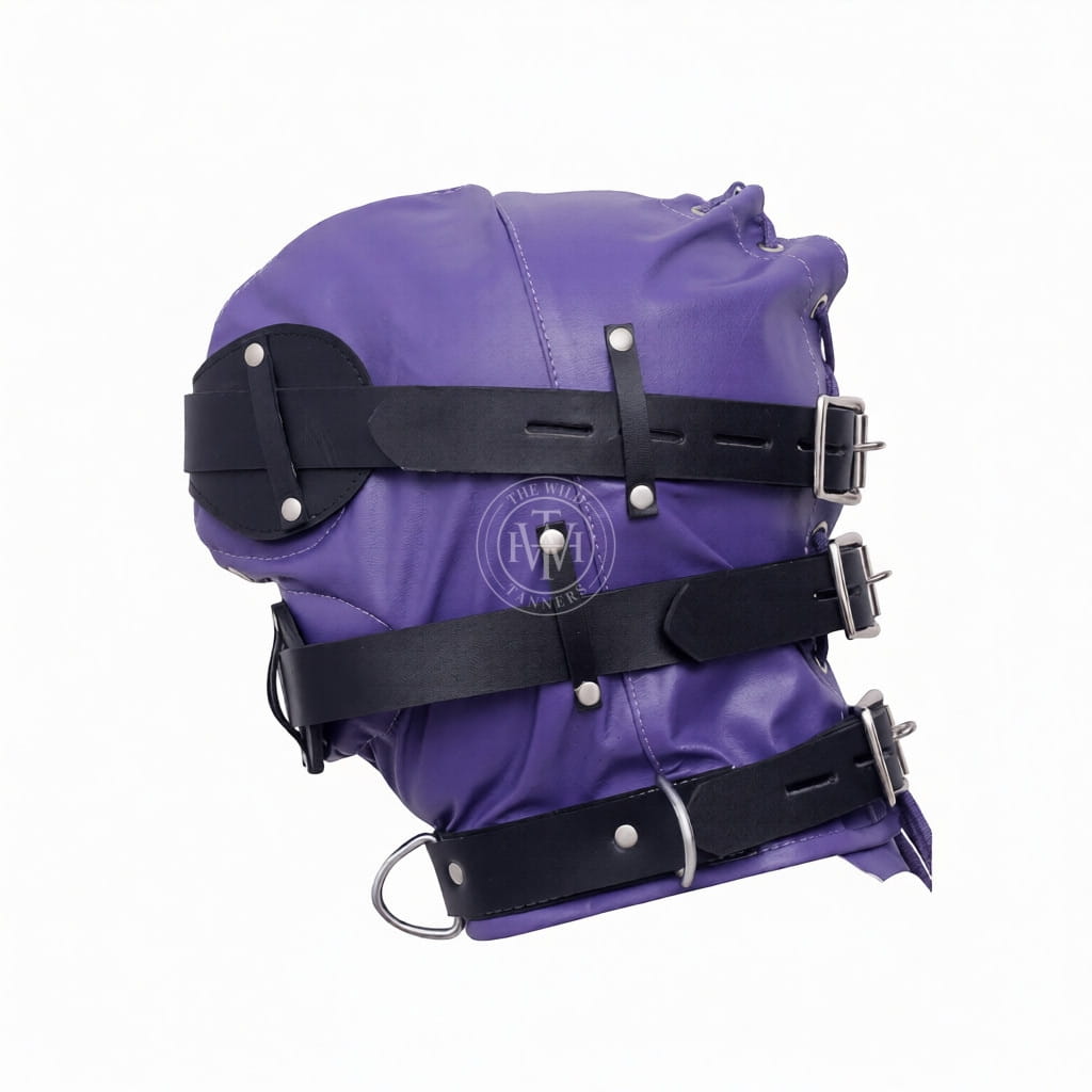 Leather BDSM Mask With Mouth Plug, view 4